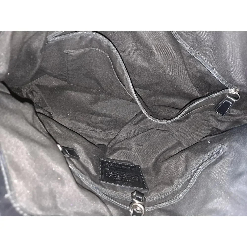 Coach Brown Signature Stripe‎ Devin Shoulder Leather Tote Bag F28395